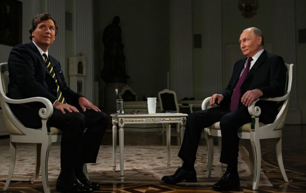 Russian President Putin interview with Tucker Carl