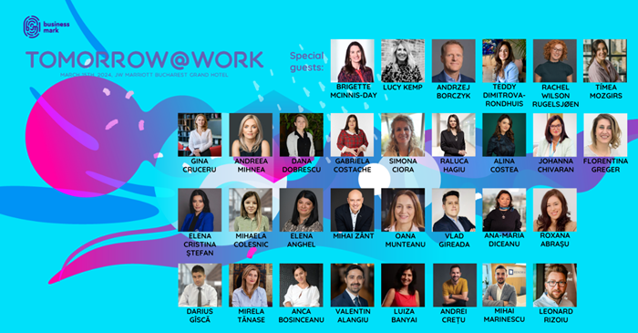 6 experți internaționali și 25 profesioniști locali dezbat cum va arăta viitorul muncii, în cadrul conferinței „Tomorrow@work” - 15 martie 2024