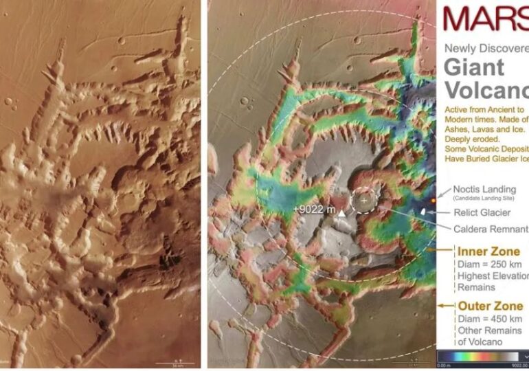 Un vulcan mai înalt decât Everestul a fost găsit pe Marte. Șanse pentru o descoperire mai mare
