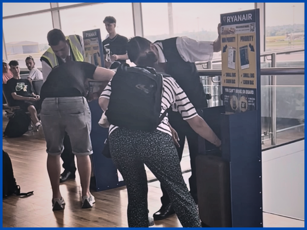 Abuz asupra călătorilor: Cum se măsoară o valiză pe aeroportul din Birmingham la o cursă Ryanair spre București – Video exclusiv
