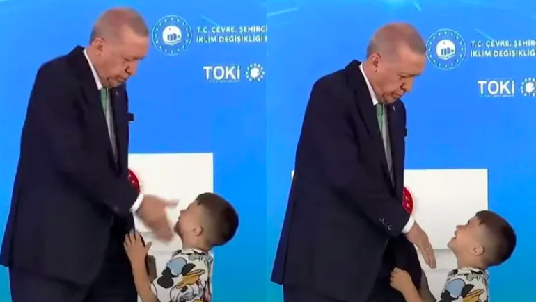 Erdogan a pălmuit un băiat care nu i-a sărutat mâna (Video)