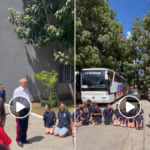 Copii umiliți în tabără: Au fost puși să stea în genunchi pe asfaltul încins pentru a-i cere iertare profesorului (Video)