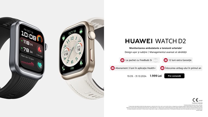 HUAWEI WATCH D2 aduce viitorul monitorizării sănătății mai aproape de tine. Ce funcții inovatoare introduce noul ceas, disponibil și în România