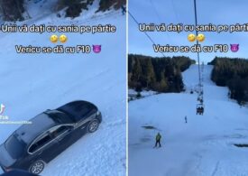 S-a suit cu BMW-ul pe pârtia de schi. Polițiștii îl caută după ce a devenit viral