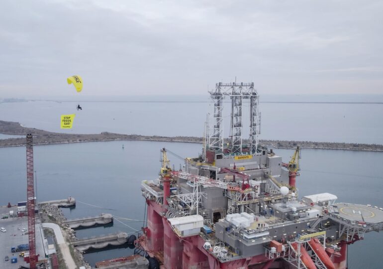 Greenpeace protest at the Neptun Deep drilling platform in the Black Sea