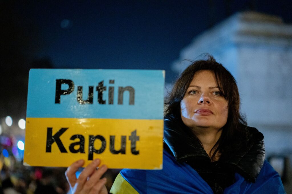 Ukraine Russia War Rally in London, UK - 24 Feb 20