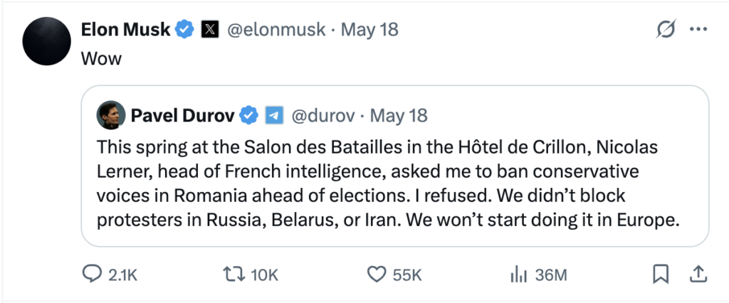 ElonMusk:Durov:X