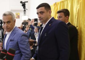 Călin Georgescu și George Simion, în tandem la secție. Candidatul AUR spune că a votat cu Georgescu, care crede că alegerile sunt o fraudă (Foto&Video)