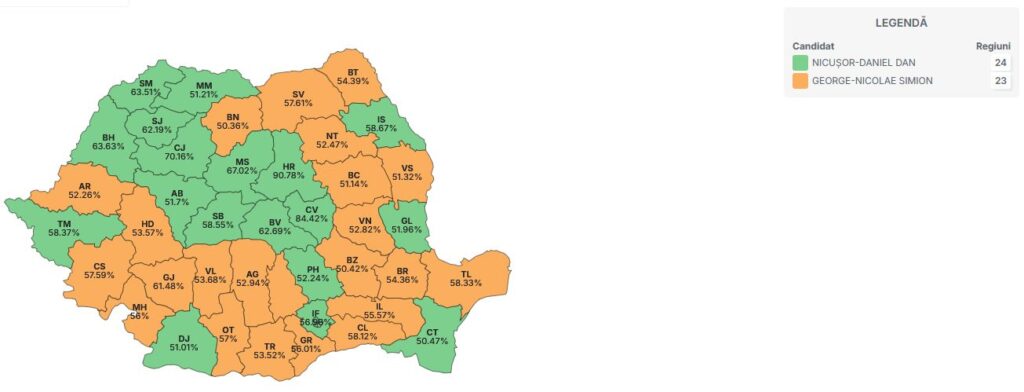 alegeri prezidențiale - harta județe