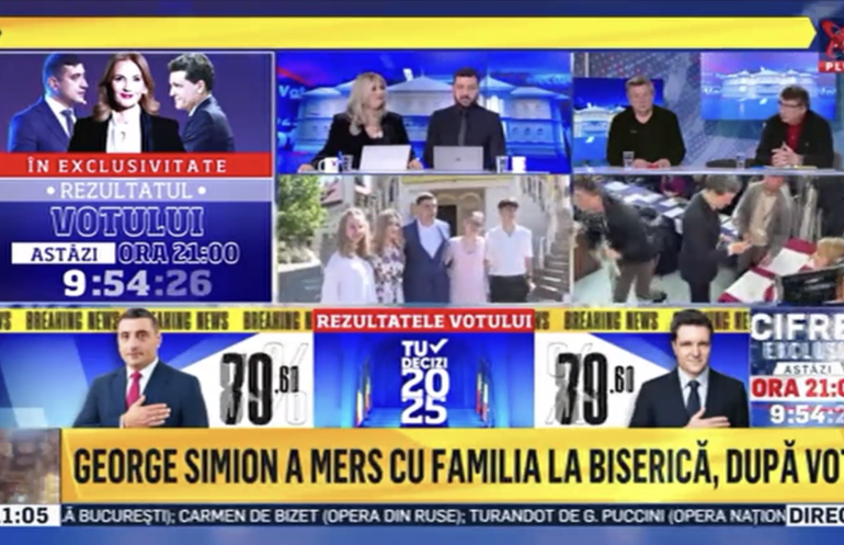 Realitatea Plus, amendată pentru campanie pro-Simion în ziua votului