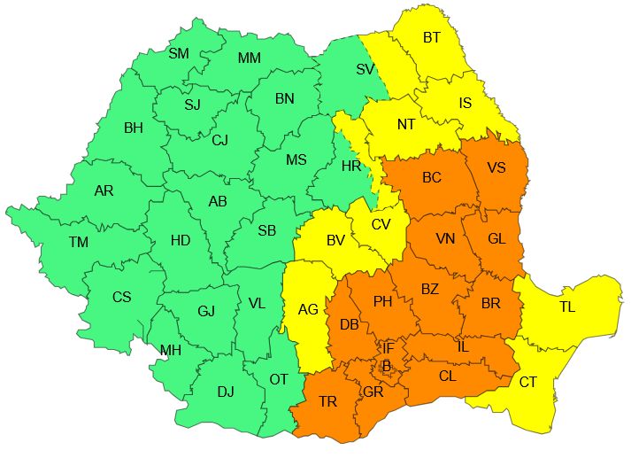 cod portocaliu meteo 25 mai