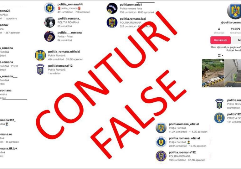 Avertisment MAI: Sute de conturi false pe TikTok cu însemnele Poliției Române