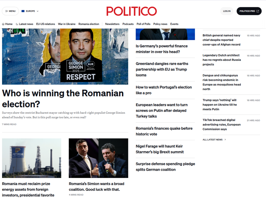 politico stiri romania foto captura site