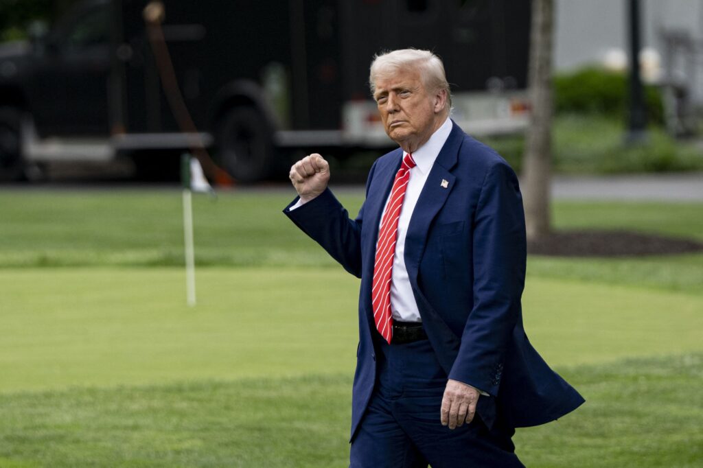 US President Donald Trump departs White House for