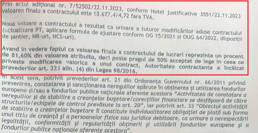 cresteri prea mari a valorilor de lucrari prin act