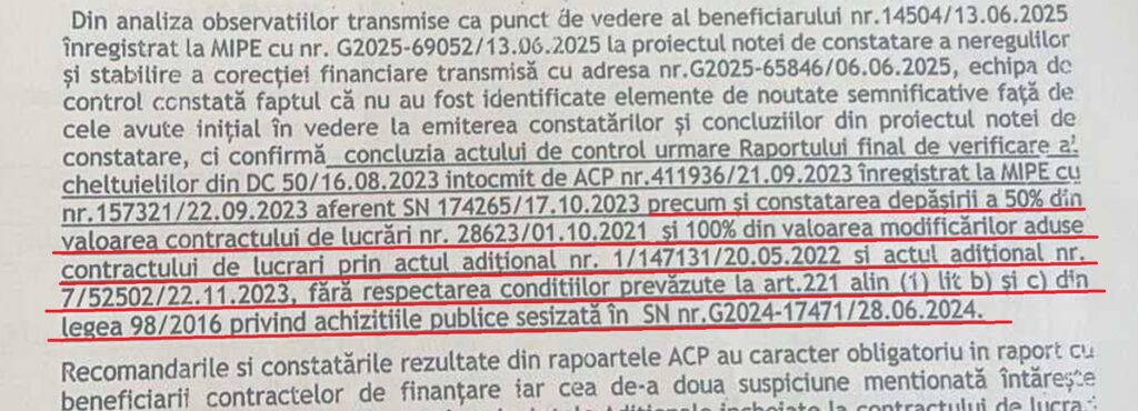 depasirile de sume din contract