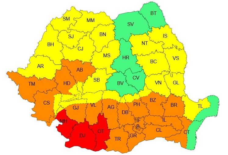 harta meteo cod rosu iulie 2025