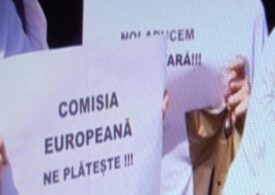 Protest în Piața Victoriei. Angajații de la Fonduri Europene reclamă că le scad veniturile la jumătate. Amenință cu plângere la Bruxelles și încetinirea ritmului de lucru