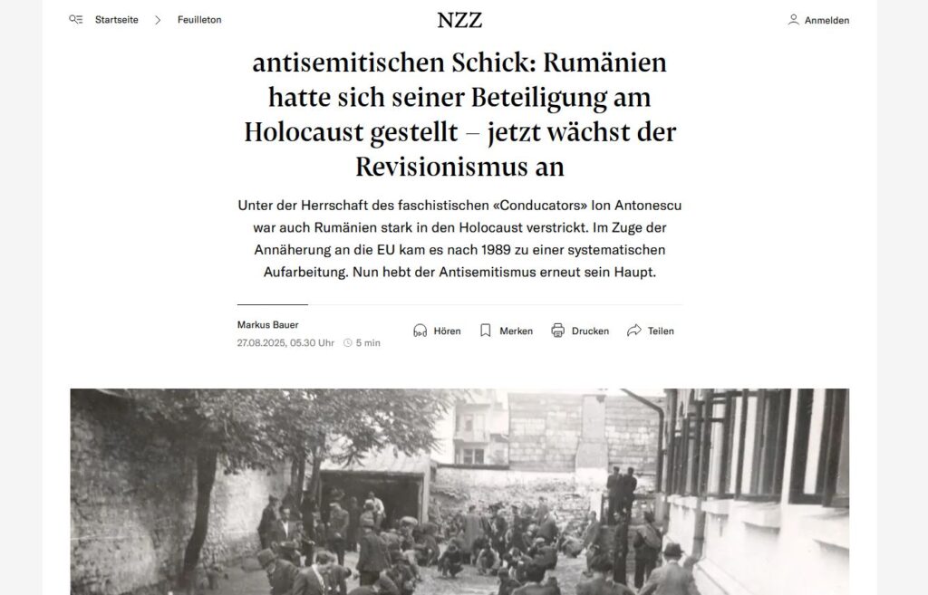 Presa elvețiană: Antisemitism „cool”, noua modă în România