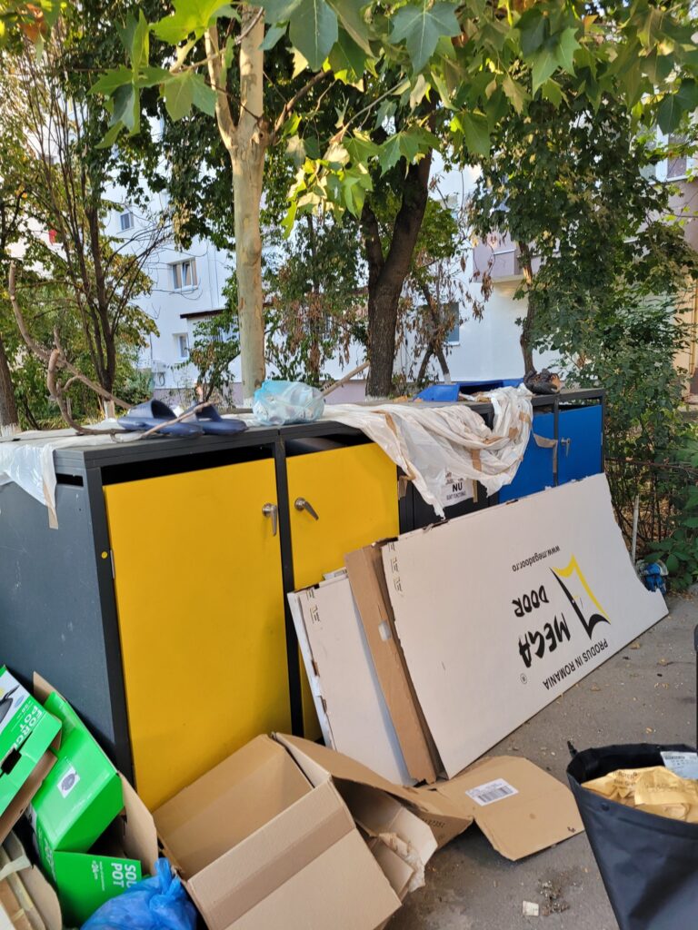 pubela vandalizata