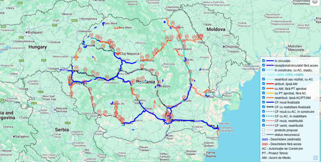 harta autostrazi Asociatia Pro Infrastructura