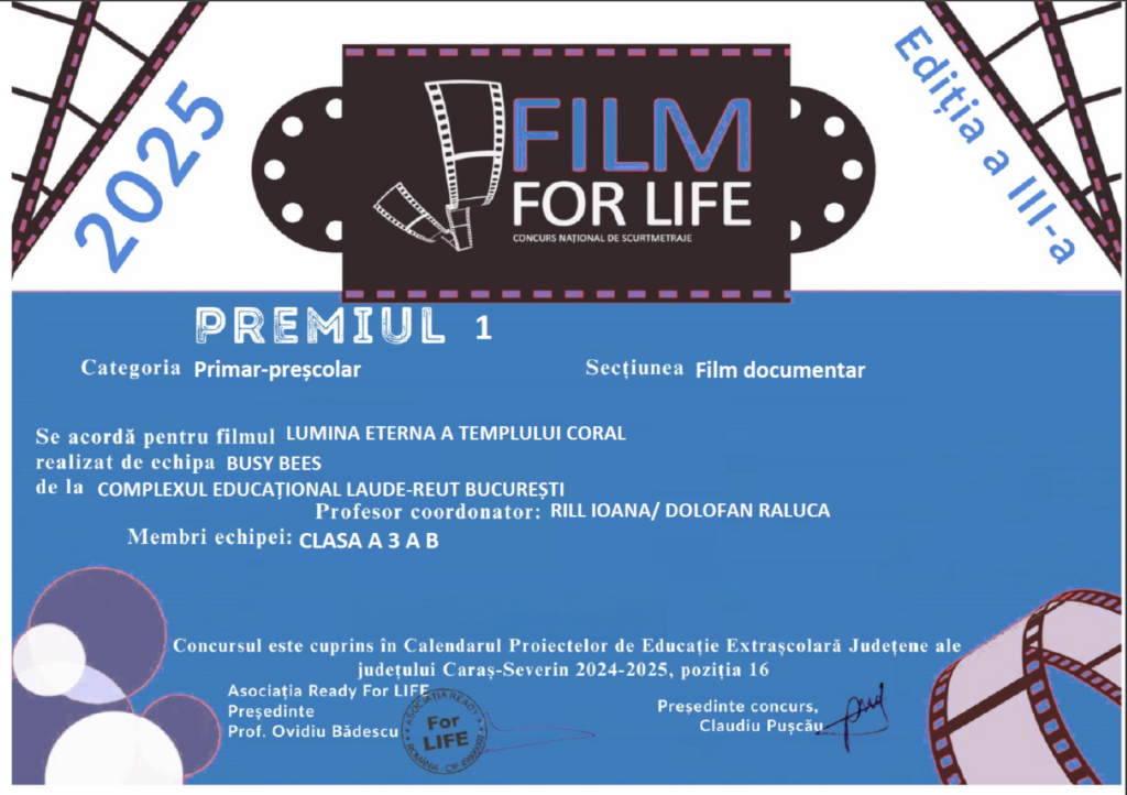 premiul 1 FILM FOR LIFE