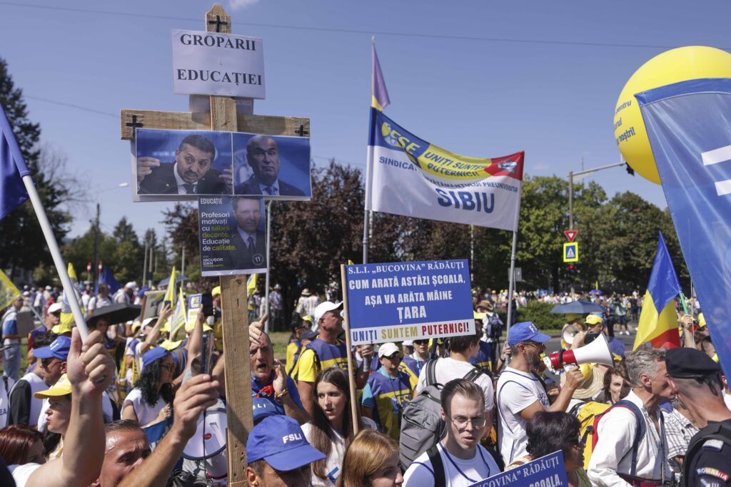 protest pancarte profesori
