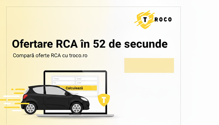 Troco.ro lansează cel mai rapid calculator RCA din România: ofertare în câteva secunde, cu date minime