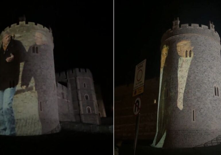 Imagini cu Donald Trump și Jeffrey Epstein au fost proiectate pe castelul Windsor (Video)