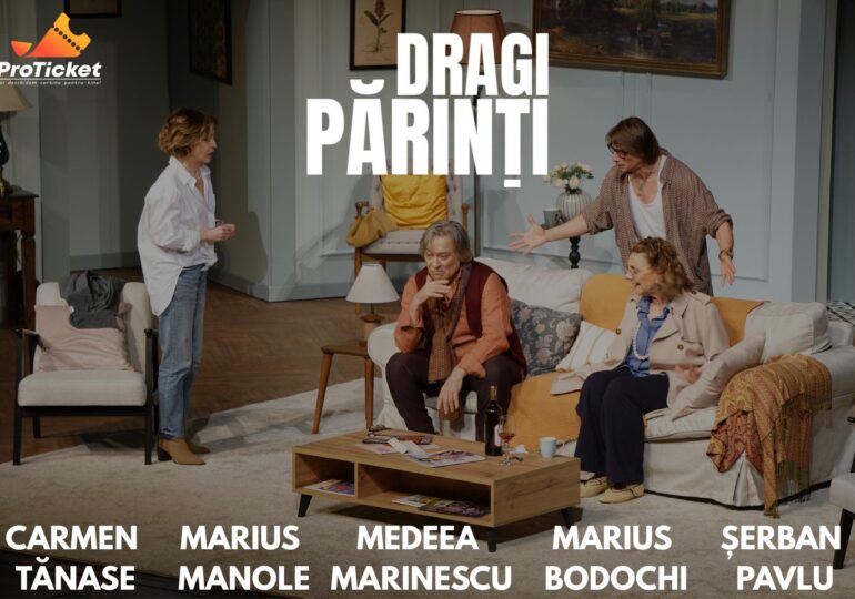 Regina Mamă, Comedie din greșeală, Antiportret de familie și Dragi părinți, pe scenele din București, Craiova și Iași în ultimul weekend al lunii octombrie