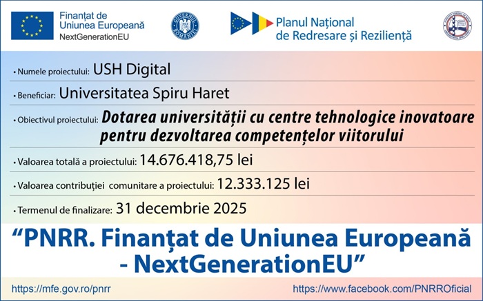 Universitatea Spiru Haret investește peste 14,6 milioane de lei în digitalizarea educației prin proiectul USH Digital
