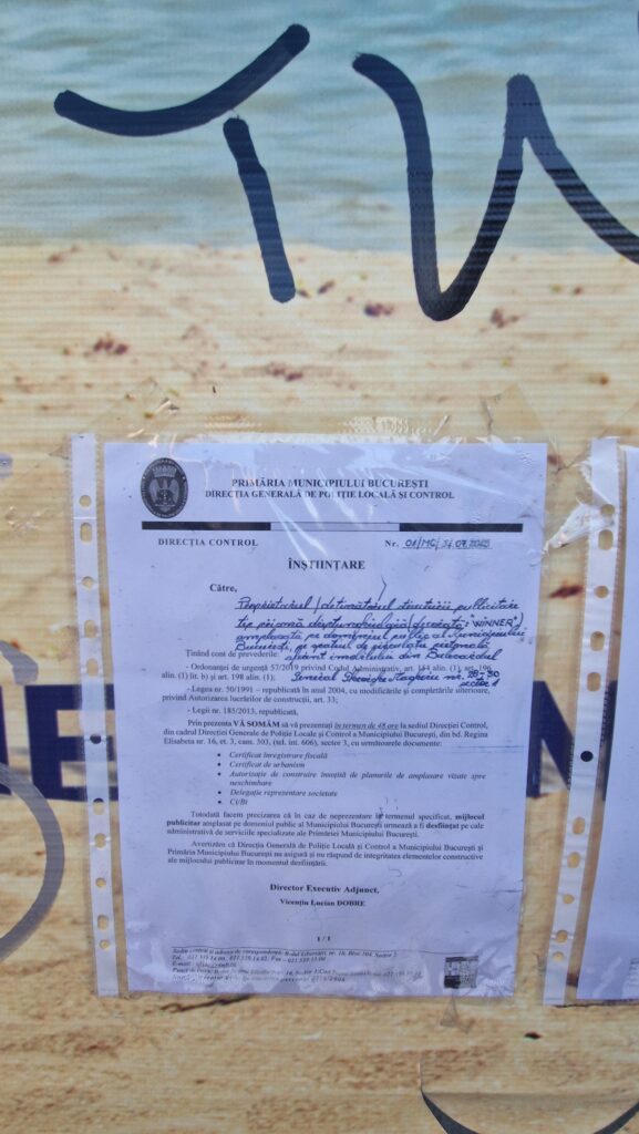 prima notificare panoul Piața Romana vara 2025