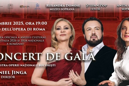 Opera Națională București deschide oficial Anul Cultural România - Italia 2026 printr-un Concert de Gală susținut la Roma de Ziua Națională a României