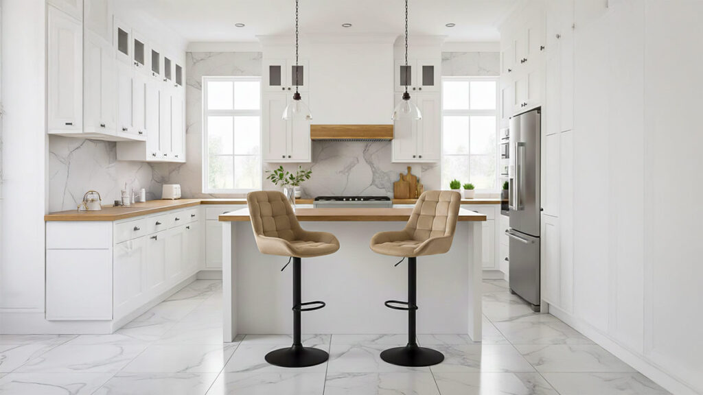 Cum alegi scaune potrivite pentru locuințele cu insulă în bucătărie