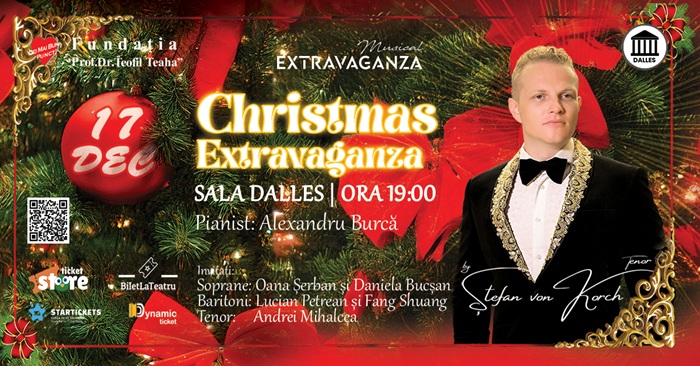 Stele ale operei se alătură tenorului ȘTEFAN von KORCH în concertul “Christmas Extravaganza”, pe 17 Decembrie la Sala Dalles