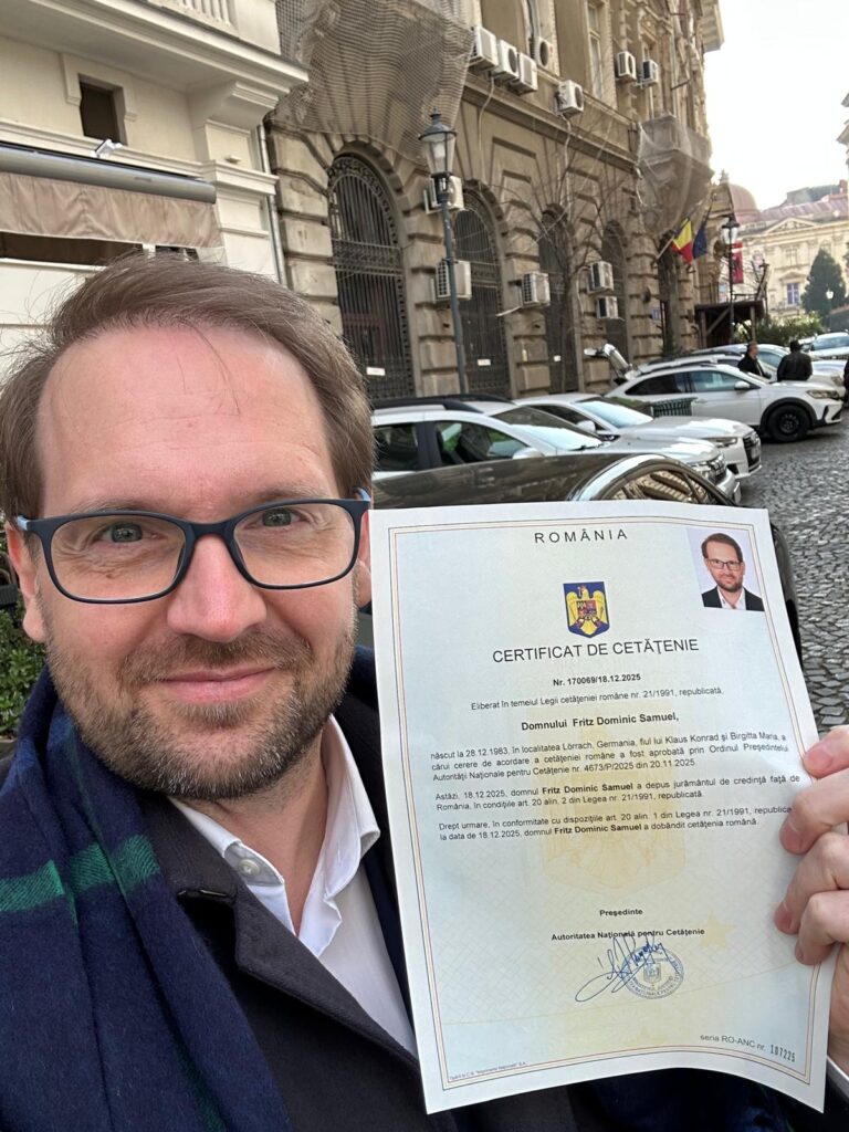 Dominic Fritz a depus jurământul și a devenit oficial cetățean al României