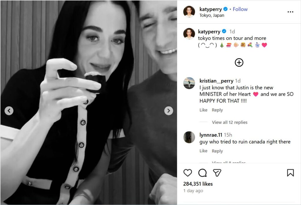 Katy Perry Justin Trudeau sushi