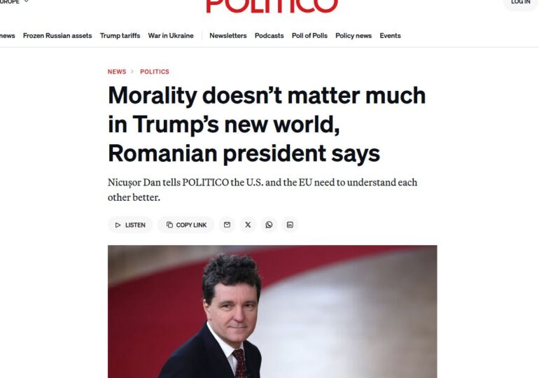 Nicușor Dan, interviu în Politico despre lumea lui Trump: Am trecut de la un mod moral de a face lucrurile la unul pragmatic