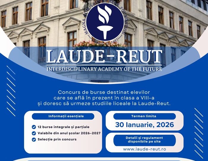 Complexul Educațional Laude-Reut lansează Programul de Burse „O șansă pentru viitorul tău” pentru elevii de clasa a VIII-a - admitere liceu 2026-2027