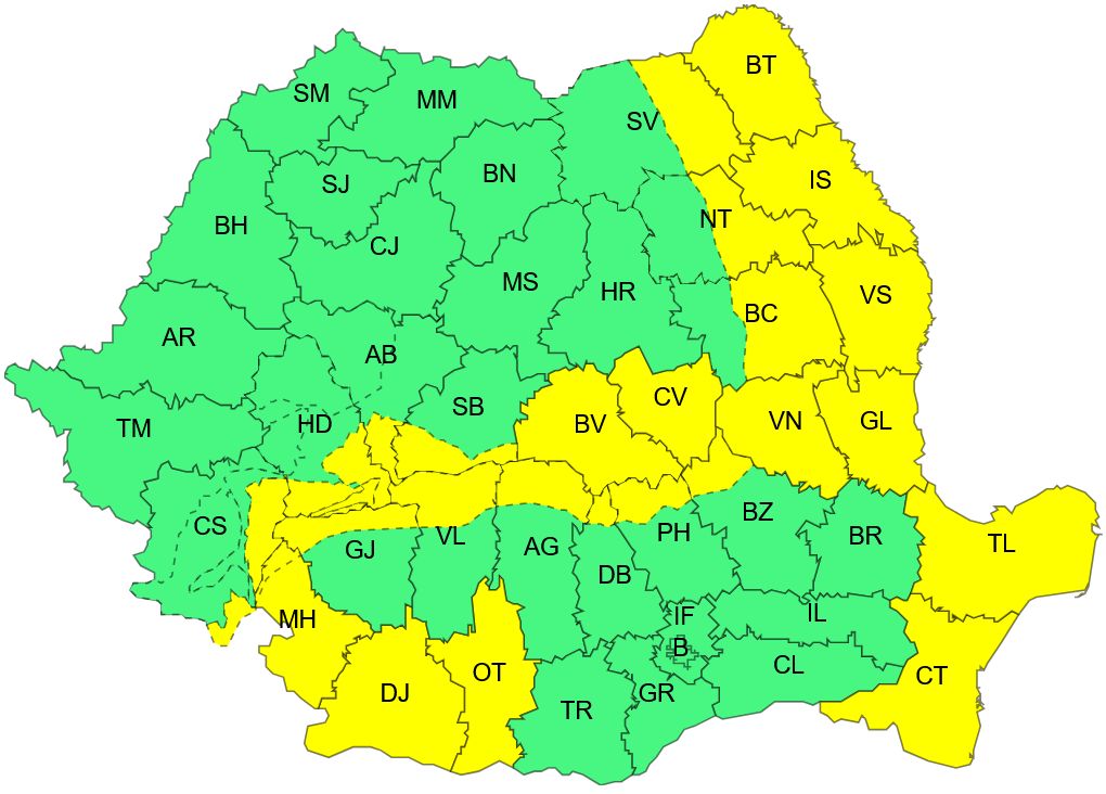 harta meteo cod galben