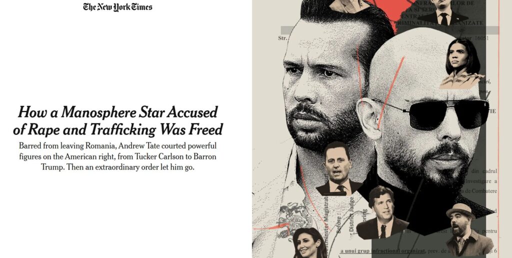 Cum a ajuns România pe prima pagină a New York Times cu cazul fraților Tate, starul manosferei acuzat de viol și trafic de persoane