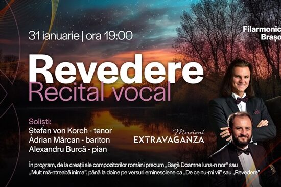 Tenorul Ștefan von Korch revine la Filarmonica Brașov în „REVEDERE” - recitalul ce evocă românește bucuria, iubirea și dorul pe 31 ianuarie