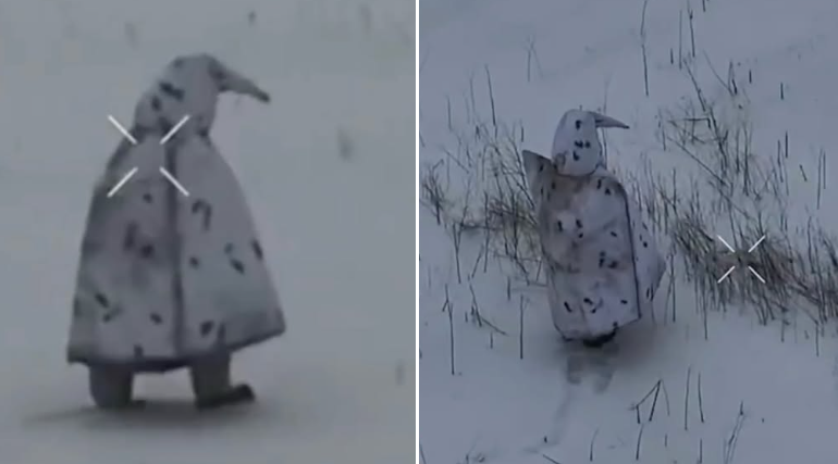 Soldați ruși camuflați în pinguini. Cum s-au dat rapid de gol (Video)