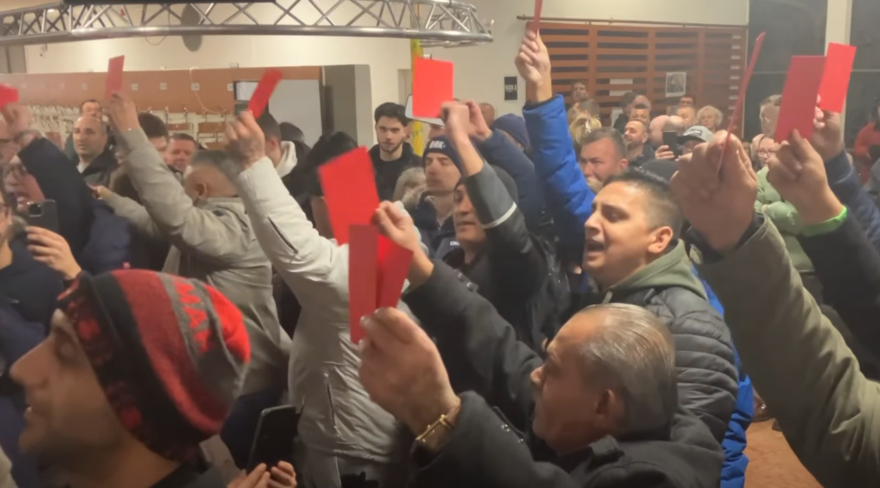 Protest with red cards and toilet brushes in Budapest, following ...