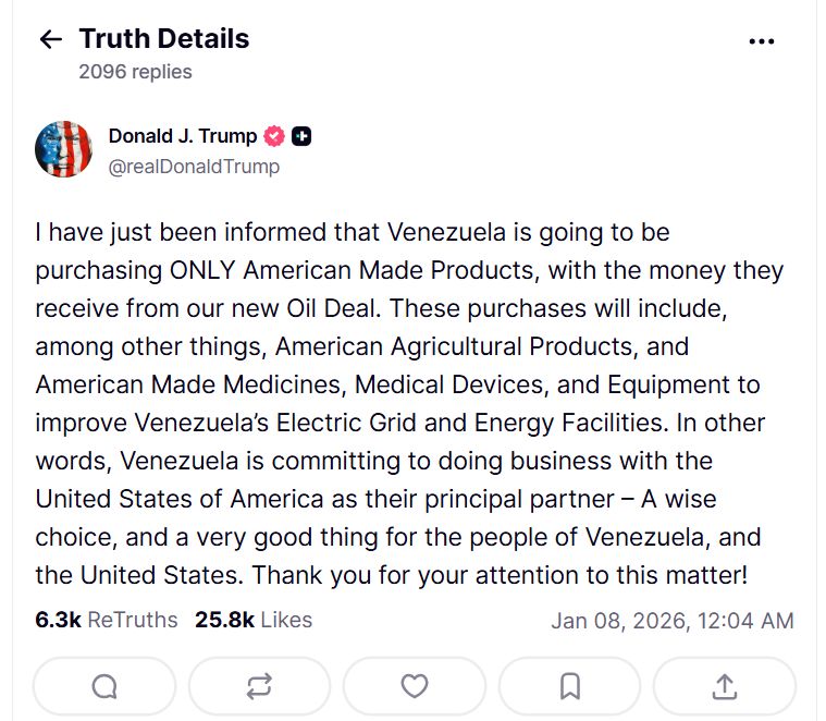 trump bani petrol mesaj truths