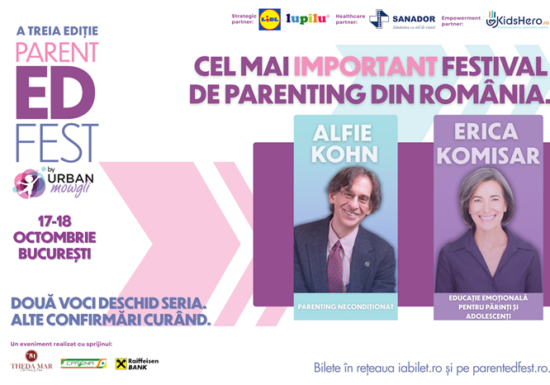 Două vedete ale parentingului internațional, Alfie Kohn și Erica Komisar, vin la ParentED Fest