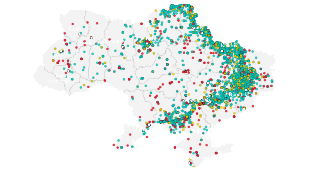 harta distrugeri Ucraina The Telegraph ACLED