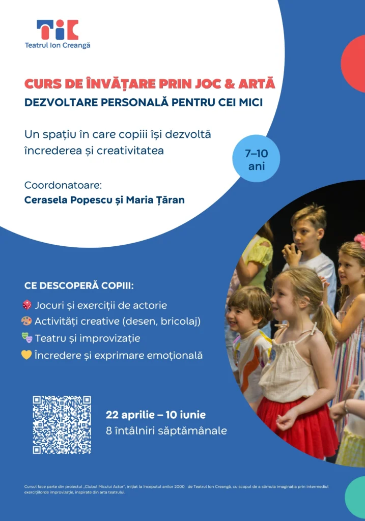Afiș_Curs de învățare prin joc & artă_Teatrul
