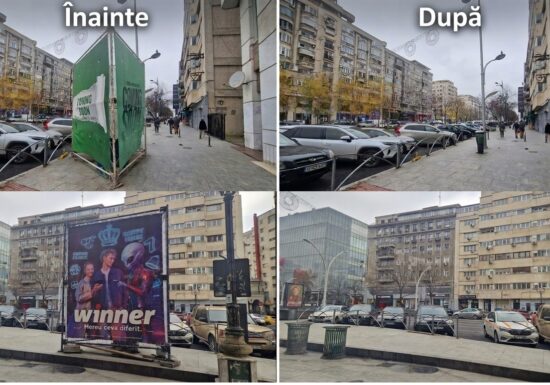 Înainte și după. Ciucu a dat jos prismele ilegale cu reclame din Centru. Deci se poate. Dar de ce a durat atât?