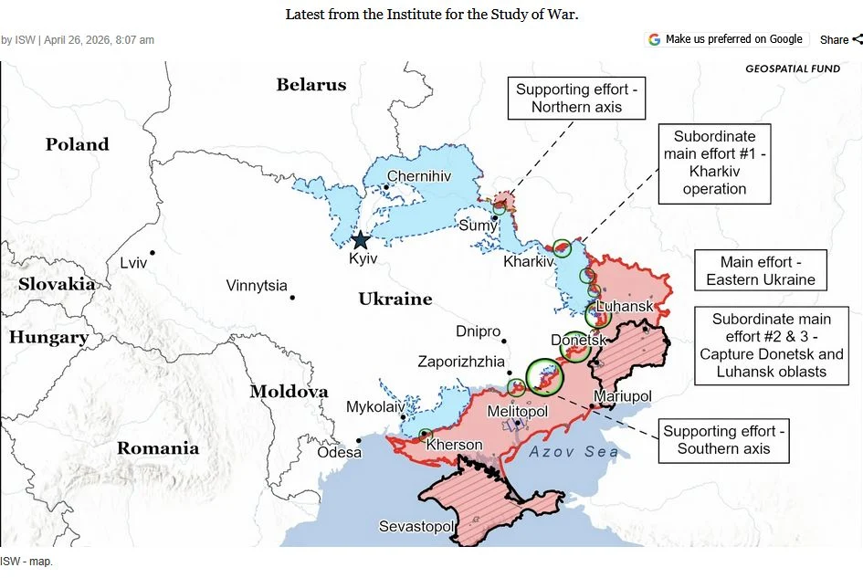 harta ISW 26 aprilie 2026